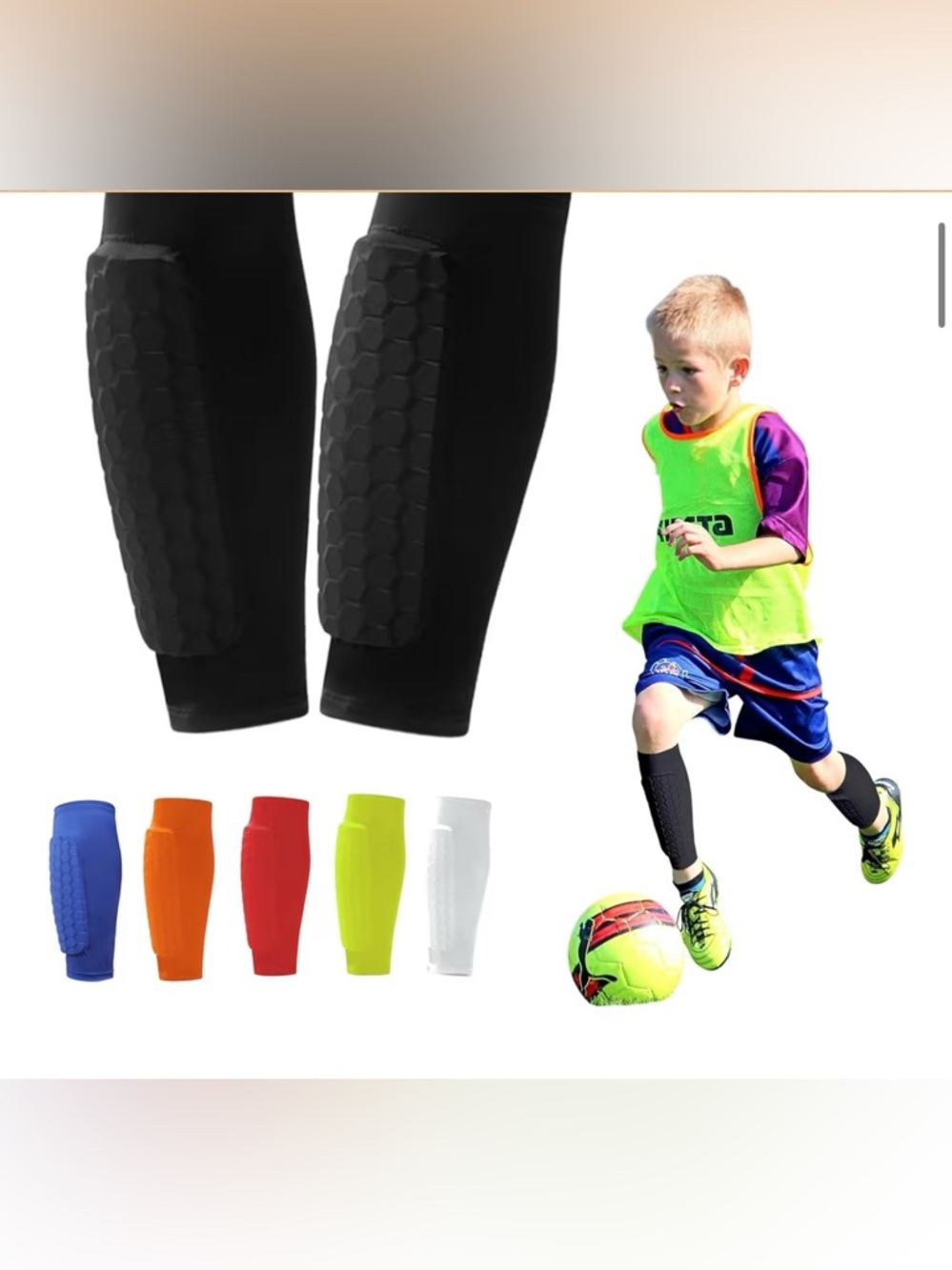 Youth Black Padded Shin Guard Sleeves - Protective Soccer Leg Guards (UNISEX) LG